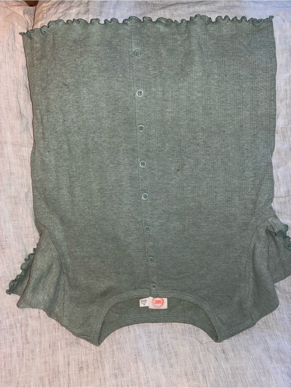 wonder nation Olive Green Ribbed Button-Front Shirt